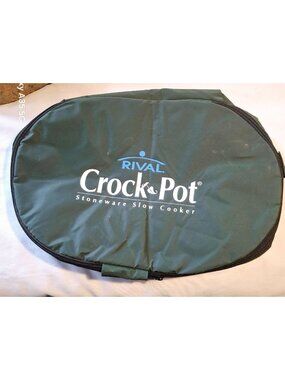 Rival Crock-Pot Insulated Green Carrying Bag W/ Zipper & Velcro For Stoneware Sl